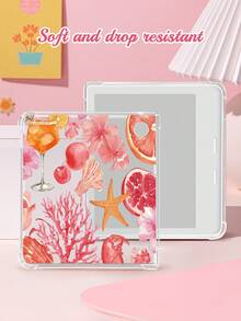 A Purely Beautiful, Fresh And Lovely Transparent Kobo Case, Transparent TPU Material Anti-Drop Protection Case Pink Elements Series Pattern, Suitable For Kobo E-Book Readers,Kindle Paperwhite (12th Gen) Romantic Gift