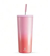 24 Oz Insulated Tumbler With Lid And Straw, Stainless Steel Vacuum Insulated Tumbler, Keeps Cold For 24 Hours, 100% Leak Proof, Fits In Car Cup Holder (Kiss) - 天空 - 查看 2