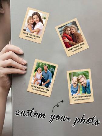 1pc Customized Wooden Fridge Magnet, Personalized Wooden Fridge Magnet With Photo&Text, Warm Wooden Style With Magnetic Backing, Stylish Decor. Ideal For Fridge/Kitchen/Office/Storage Cabinet Decoration, Reminder Notes, Holiday Accents. Perfect Gifts For Dad, Mom, Boyfriend, Girlfriend, Her & Him - Suitable For Valentine's Day, Anniversaries, Weddings, Birthdays, Christmas, Housewarming