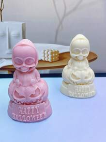 1pc Pumpkin Zombie Silicone Mold, DIY Pumpkin Zombie Halloween Decor Candle Plaster Silicone Mold