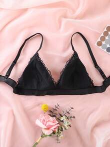 1件装女士极简钢圈文胸，防下垂，性感乳沟 - 黑色 - 查看 4