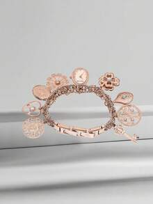 Anne Klein Women's Rose Gold-tone Crystal Accented Charm Bracelet Watch Luxury Quartz Chain Bracelet Watch for Ladies with Oval Pendant Case and Mother-of-pearl Dial Watch - 玫瑰金 - 查看 2