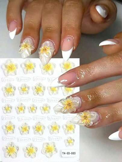 1pc/5pcs Summer Beach Three-Dimensional Flower Nail Art Decoration Self-Adhesive Nail Stickers Are Suitable For Girls At Festival Parties. They Are Nail Stickers Loved By Many