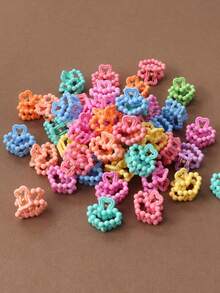 20pcs Colorful Mini Beaded Heart Hair Clips, Cute & Sweet, Gentle On Hair, Versatile Bangs & Side Hair Clips, Hair Accessories - Multicolor - View 2