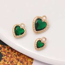 1 pieza/4 piezas/6 piezas Colgante con borde en forma de corazón y circonita, Colgante con dije colorido para pulsera DIY, collar, decoración de joyería