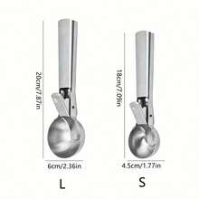 2pcs Stainless Steel Ice Cream Scoop, Perfect For Frozen Yogurt, Multi-Functional Ice Cream Scoop, Stainless Steel Double Use Scoop, Non-Stick Ice Cream Scoop With Comfortable Anti-Frost Handle, Heavy Duty Metal Ice Cream Scoop With Trigger, Sturdy Stuffing Scoop, Home Ice Cream Tools Scoop, Easy To Clean, Suitable For Ice Cream, Cookie Dough, Sorbet, Almond, Ideal For Kitchen, Dessert Shop And Western Restaurant.(Summer Gifts) - 銀色 - 查看 3