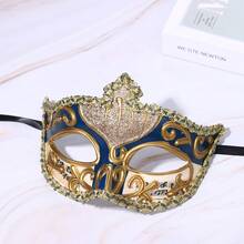 JEWELRYWE Vintage Men's Women's Masquerade Mask, Ancient Roman Venetian Mask, Face Decoration, Suitable For Halloween/Cosplay/Stage Performance/Wedding Styling Accessories/Carnival/Theme Party - Màu xanh lam - Xem 4
