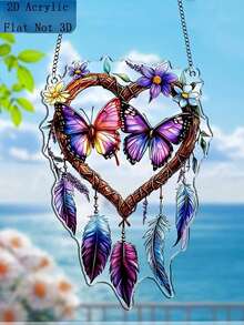 2D Bohemian Acrylic Butterfly & Feather Sun Catcher – Vibrant Colorful Dreamcatcher Wall Hanging, Perfect For Weddings, Festivals & Home Decor, No Electricity Needed, An Ideal Gift For Friends & Family - Multicolor - View 16