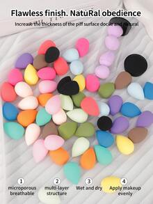 4pcs Super Soft Makeup Sponges, Multi-Color Options, Dry & Wet Use, Fine Texture, Non-Absorbing, Mini Water Drop Makeup Blenders - Multicolor - View 3