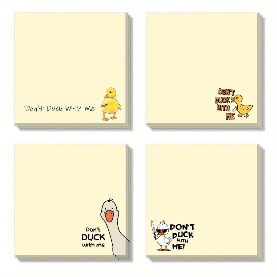 4 件趣味鸭子便签 3x3 英寸 50 张趣味办公室记事本粘性趣味便签适用于学校办公室家居用品学生教师礼物、学校用品、返校 - A - 查看 1