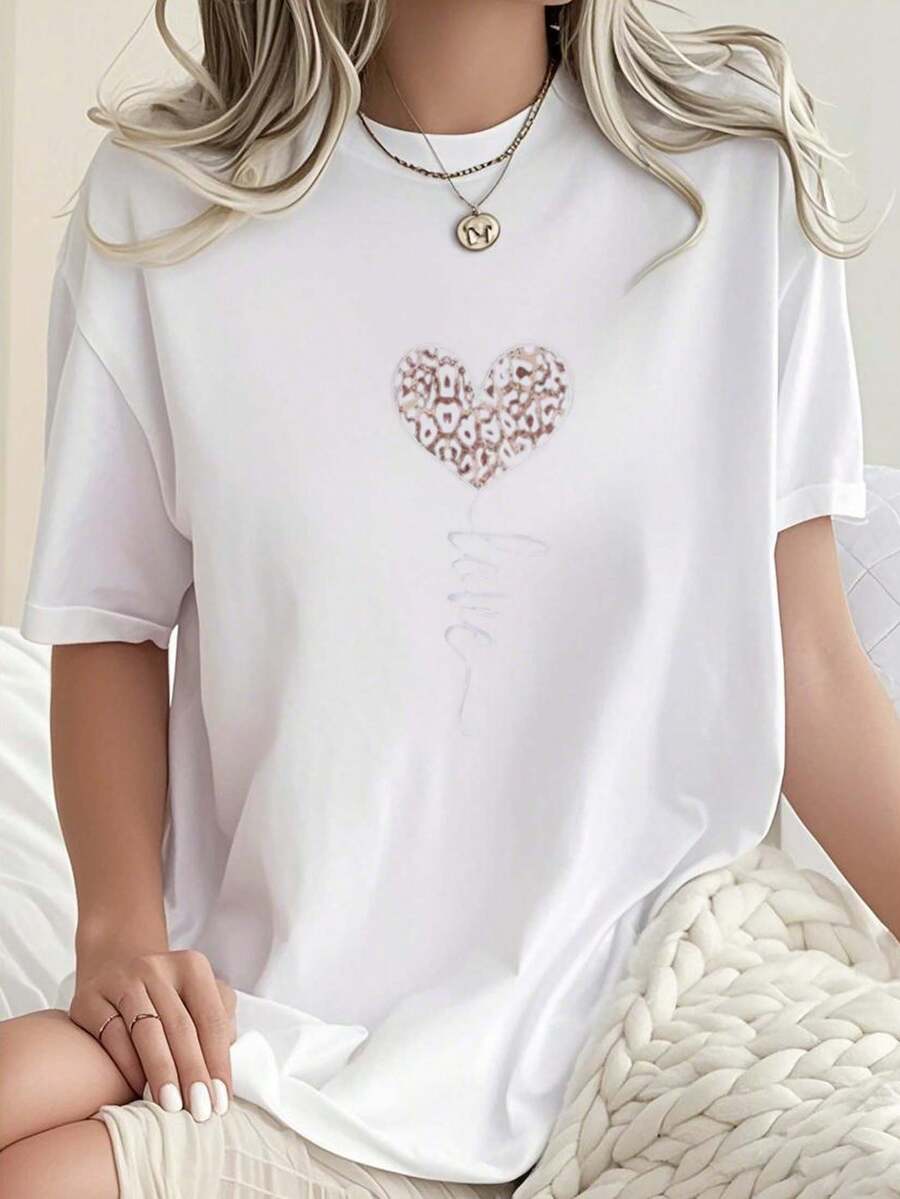 Camiseta Blanca para Mujer Estampada, 180 g Algodón Puro, Cuello Redondo, Modelo Básico, Transpirable y Versátil, Necesaria para Verano, Lavable en Lavadora, Tallas S-3XL, Óptima para Ropa Casual y Deportiva, Ideal para el Día a Día​ - Blanco - Ver 1
