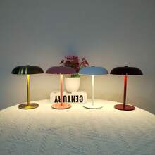 1pc Creative Mushroom Shaped Touch Control Charging Desk Lamp, 3 Color Temperatures & Dimmable, Eye-Protection Light, Metal Body, Suitable For Bedroom, Bedside, Dining Room, Cafe, Camping, Atmosphere Decoration, Home Lighting