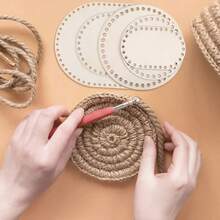 5 件木制篮底，椭圆形圆形空白钩针底部，5 种尺寸，DIY 手工编织用品，非常适合钩针包、编织包、纱架、旅行包、工艺包和储物盒 - 原木色 - 查看 6