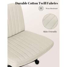 Criss Cross Chair, Extra Wide Armless Rolling Office Desk Chair With Wheels, Plus Size Viral Vanity Legged Chair, Bedroom Beige - 米色 - 查看 4