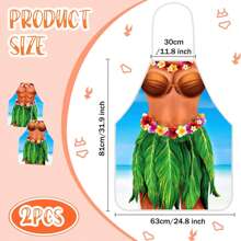 2 pezzi Grembiule hawaiano unisex per barbecue, in materiale tessile di poliestere, accessori per travestimenti e feste di coppia, accessori per barbecue e cucina, grembiule da cucina divertente per uso domestico, regali per le vacanze di Ognissanti