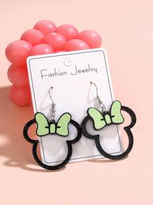 Disney 1 Pair Disney Mickey Mouse Bow Creative Acrylic Combination Cute Sweet Earrings, European & American Minimalist Style, Suitable For Women Daily Wear