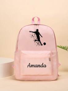 定制背包，印上您的名字或节日祝福语。打造您专属的个性化背包。这款全新返校背包采用尼龙拉链设计，休闲纯色，简约百搭。您可以印上您的名字、首字母、幸运数字等等。 - 人影足球 - 查看 6