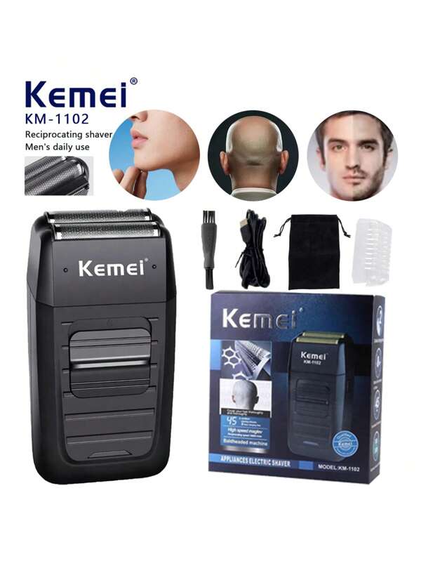 Kemei Kemei Kemei-1102 Reciprocating Shaver, Dry/Wet Dual Shaving, Rechargeable Cordless USB Shaver, Suitable For Men's Daily Use, Business Trips, And Travel, Perfect Gift For Fathers And Husbands, KM-1102 Men's Foil Shaver