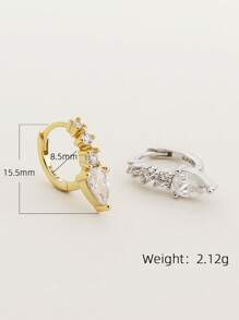 1 paire de boucles d'oreilles créoles de luxe en argent S925 avec zircone cubique en forme de larme, accessoires de bijouterie élégants et polyvalents pour femmes, cadeau