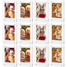 6pcs/Pack Acrylic Magnetic Photo Frames, Suitable For Refrigerator, Clear Photo Frame, Fits Mini Instant Photos, 2.36 X 3.54 Inch Wallet-Sized Refrigerator Magnetic Frames - Multicolor - View 4