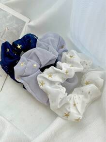 6 Stück/Set Oversized blaue Haargummis, elegante Haarbänder, süße Haarseile, koreanischer Stil Haraccessoires, Haraccessoires, Haargummis
