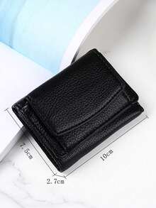 New Women Mini Wallet, Short Bifold Wallet, Large Capacity Coin Purse, Trifold Wallet, Women Wallet, Men Wallet, Small Men Wallet, Men Leather Wallet - Black - View 4