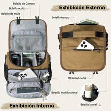 Bolsa para Cámara DSLR/SLR/Mirrorless Mochila para Cámara Fotografica Estuche Cámara con Soporte para Trípode Impermeable Protección Integral Canon Nikon  Pentax SLR - Marrón - Ver 3