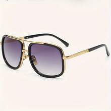 Gafas de moda con puente doble, estilo unisex - Marco dorado doble marrón - Ver 6