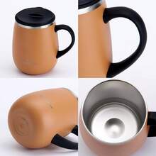 GRANDTIES - Taza de café aislante con asa, tapa deslizante para evitar salpicaduras, termo con forma de copa de vino de 16 oz con doble pared al vacío de acero inoxidable - Zanahoria - Ver 10