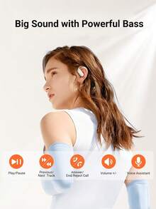 T9 真无线耳机，超长续航，运动耳机，强劲低音，适合跑步、健身、看电视等场景，耳挂式设计 - 米色 - 查看 8