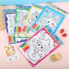 1 幅创意水彩画，图案多样，随机呈现，激发无限想象。每幅作品都包含色块，色彩丰富鲜艳。DIY 手工上色让绘画过程充满乐趣，适合青少年及各年龄段的绘画爱好者。只需浸入水中即可开始创作，这不仅是一场游戏，更是一段艺术之旅。图案随机发货。