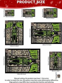 سجادة مساحة مطبوعة بزجاجة الطب والجمجمة العتيقة - سجادة كبيرة من البوليستر، مناسبة لغرفة المعيشة وغرفة النوم والديكور المنزلي - باللون الأسود مع تصميم جرافيك أخضر وأبيض - مثالية لحفلات هالوين أو الموضوعات، سجادة المدخل، ديكور غرفة غوثي، سهلة التنظيف؛ ديكور غرفة أنيق وسجاد ديكور منزلي جميل في الإقامات المنزلية