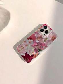 1pc Lily Flower Patterned Waterproof, Anti-Fingerprint, Drop-Proof Mobile Phone Case Compatible With IPhone 11 12 13 14 15 16 Pro Pro Max 14 15 16 Plus