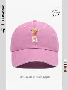 1 件女士卡通高尔夫熊主题印花棒球帽，透气可调节高尔夫太阳帽，男女款休闲户外遮阳帽，适合海滩、派对、度假、建筑工地
