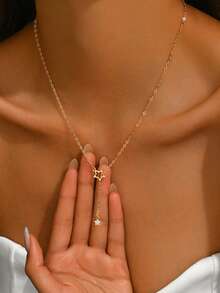 1 Dây chuyền mặt ngôi sao hình chữ Y tối giản, màu vàng, thích hợp cho trang phục hàng ngày của phụ nữ, hẹn hò, sinh nhật, đám cưới, tiệc tùng (Tránh tiếp xúc với nước) - Vàng - Xem 3