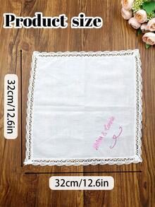LICVIC Custom Embroidered Name White Lace Handkerchief, Elegant Wedding Bridal Handkerchiefs, Personalized Keepsake For Bride & Bridesmaid, Romantic Anniversary Gift, Customized Birthday Present, Customizable Christmas Gift For Wedding Party & Family - Style a - View 6