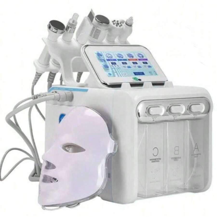 HanTai 7 In 1 Hydrogen Oxygen Facial Machine, Professional Hydrafacial Machine For Spa, Hydro Facial Cleansing Rejuvenation Machine With 7-Inch LCD Screen, 6 Skincare Probes, 7-Color Light Beauty Mask - Xem 1
