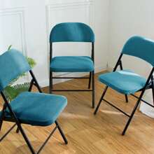 Folding Dining Chair Seat And Back Cover Set Solid Color Jacquard Stretch Chair Slipcover Home Decoration(1 * Backrest Cover And 1 *Chair Seat Cover,This Product Does Not Include A Chair)