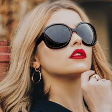 1 Pair Of Women's Fashion Large Frame Glasses, Lightweight Polycarbonate Frame With Plastic Hinges - Daily Use  Accessories, High-Quality Lenses, Personality Display, Essential For Fashionable Women - 黑色 - 查看 2