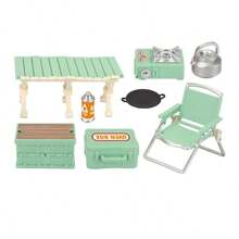 Juguetes de casa de simulación en miniatura, modelo de picnic, camping y parrilla al aire libre como regalo de cumpleaños, Navidad, Pascua o Acción de Gracias