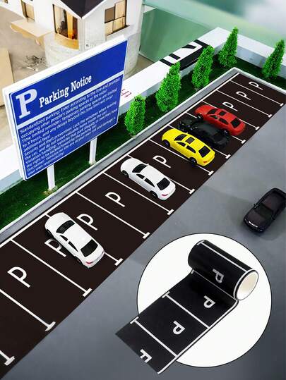 3m/5m 卡通 P 停车场和道路轨道胶带，DIY 交通铁路公路，汽车/火车弯道使用自粘乙烯基贴纸贴花，适用于学校用品，返校