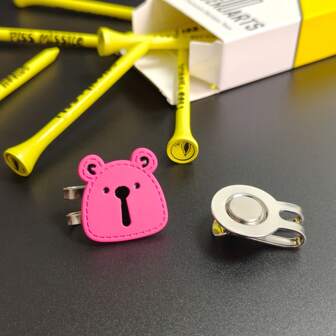 Schattige, kleurrijke golfbalmarker in de vorm van een beer met magnetische hoedclip, golfbalmarker - eenvoudig te gebruiken golfaccessoire voor het lokaliseren van de bal op de green, perfect cadeau voor golfers