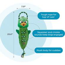 Outward Hound Ropiez Rope Interactive Dog Tug Toy For Tugging Squeaky Fun, 23.6 Inch Mallard, Green, Large - Vịt trời xanh 23" - Xem 9