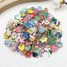 20/200 件 10 色新款时尚珐琅散装花朵心形什锦饰品可爱镀金吊坠适用于 DIY 手链项链耳环珠宝制作工艺配件 - 混合 - 查看 7