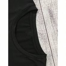 Cartoon Image Short Sleeve Round Neck T-Shirt, Casual And Fashionable Short Sleeve T-Shirt, Micro Elastic, Opaque, Easy Care Material, Perfect For Everyday Wear, Ladies T-Shirt - 黑色 - 查看 3