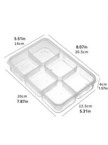 1/5pcs Food Prep Storage Container - 6 Compartment Reusable Bento Lunch Box, Suitable For Home, School, Work And Travel, Food Container, Snack Container, Adult Portion Control Bento Box, Fruit Serving Tray