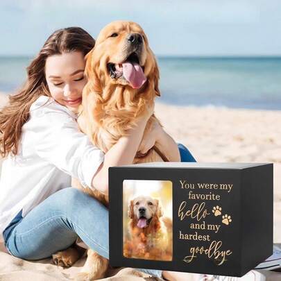 2pcs/1pc Pet Urn Box, Pet Supplies Storage Box, Wooden Pet Urn Box, Funeral Storage Box, Solid Wood Box, Beloved Pet Urn, Wooden Pet Urn Box, Pet Funeral Memorial Box, Dog Or Cat Ashes Urn, Wooden Pet Urn Box With Photo Frame, Sympathy Gift For Lost Pet, Wooden Cat Dog Pet Supplies Urn, Funeral Storage Box, Photo Frame Small Animal Ashes Jar