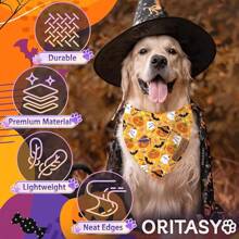 Pink Dog Bandanas, Cute Ghost-Pack Reversible Pet Scarves, Premium Fabric, Pumpkin Bandana Boys Girls Dogs (X-Large, Style)