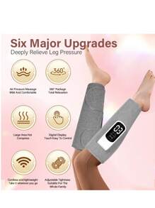 Masajeador de presión de aire para pantorrilla, dispositivo de masaje con calefacción, masajeador de rodilla con calefacción, diseñado para relajación muscular y circulación, adecuado para hombres, mujeres y personas mayores, blanco, negro