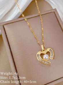 1pc Stainless Steel Chain & Teardrop Green Zirconia Micro-Paved Necklace, Earrings Jewelry Set, Lightweight Luxury Personalized Earrings & Necklace Combo. No Gift Box Included.